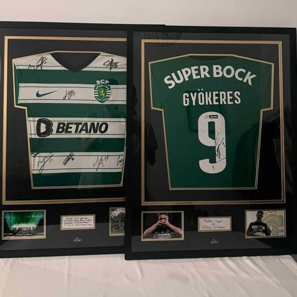Cadre maillot sporting signé