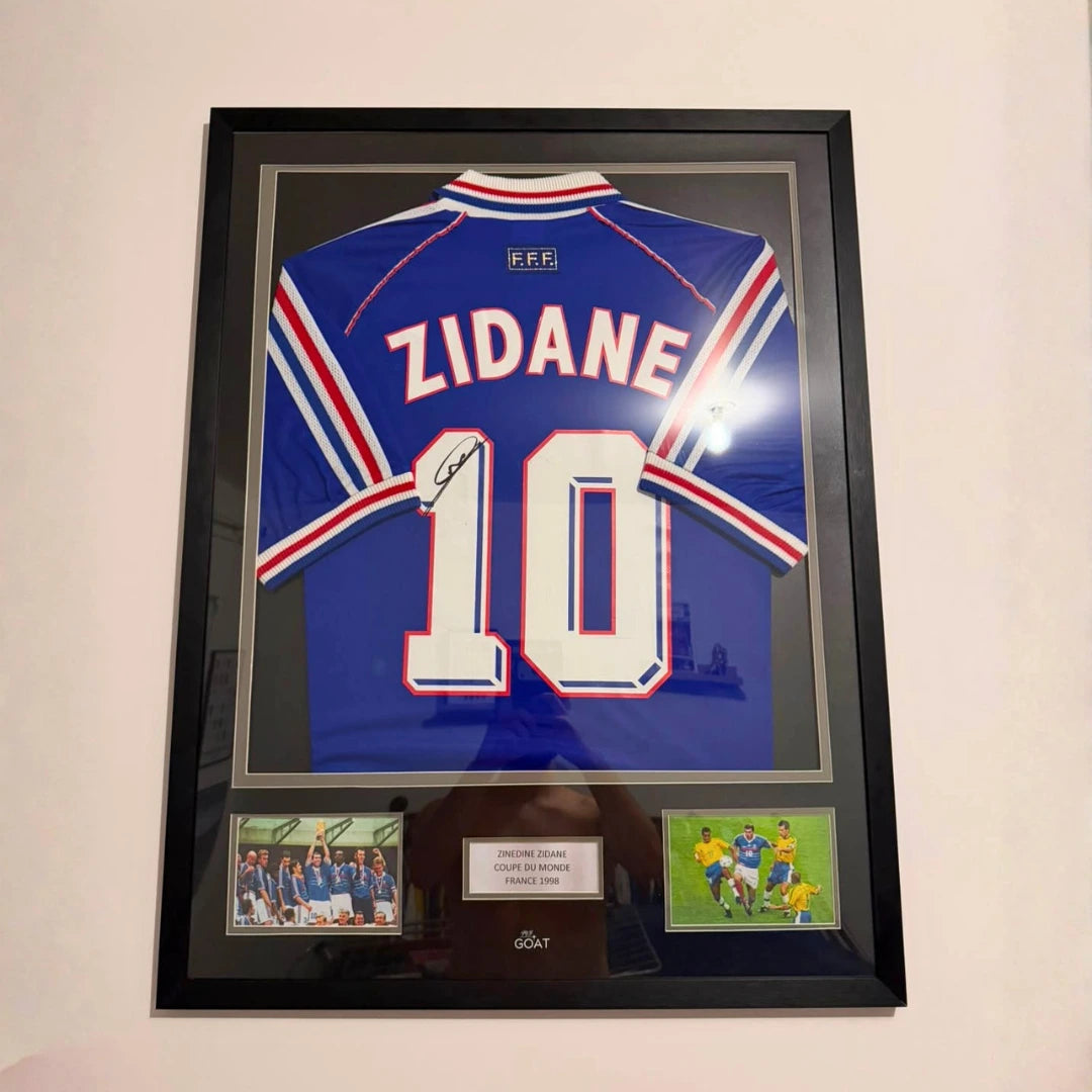 maillot de zidane france 98 encadré et signé